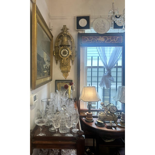 Large Late 19th Century French Cartel Wall Clock, Gilt Bronze Case with Enamel Dial For Sale - Image 4 of 11