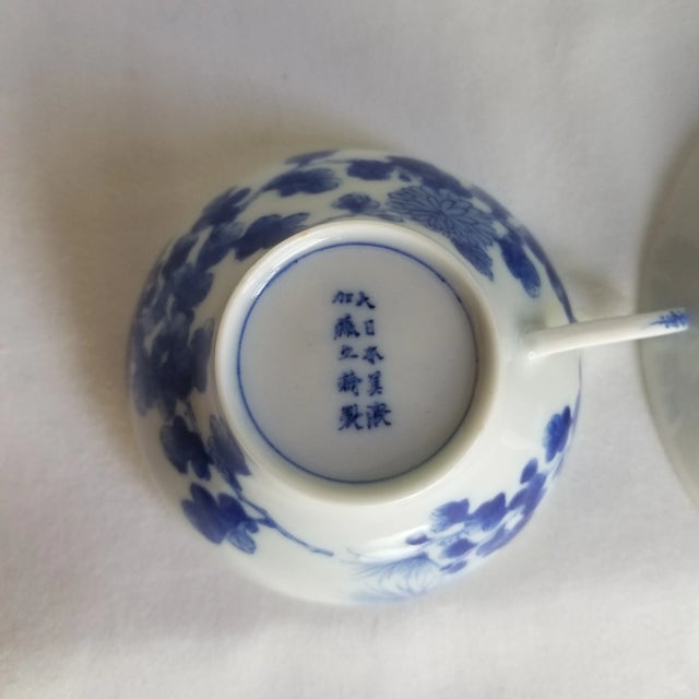 Ceramic Early 19th Century Blue and White Porcelain Teacup and Saucer For Sale - Image 7 of 10
