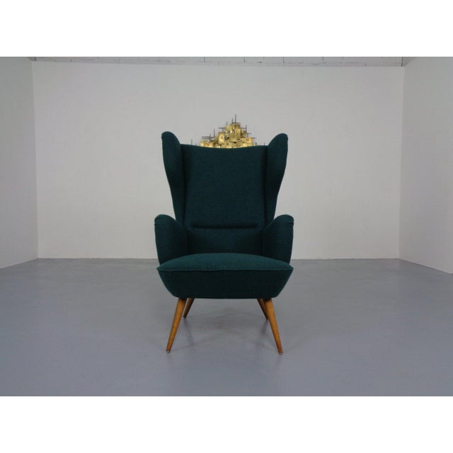 French Wingback Chair with Kvadrat Tonica Upholstery, 1950s For Sale - Image 10 of 18