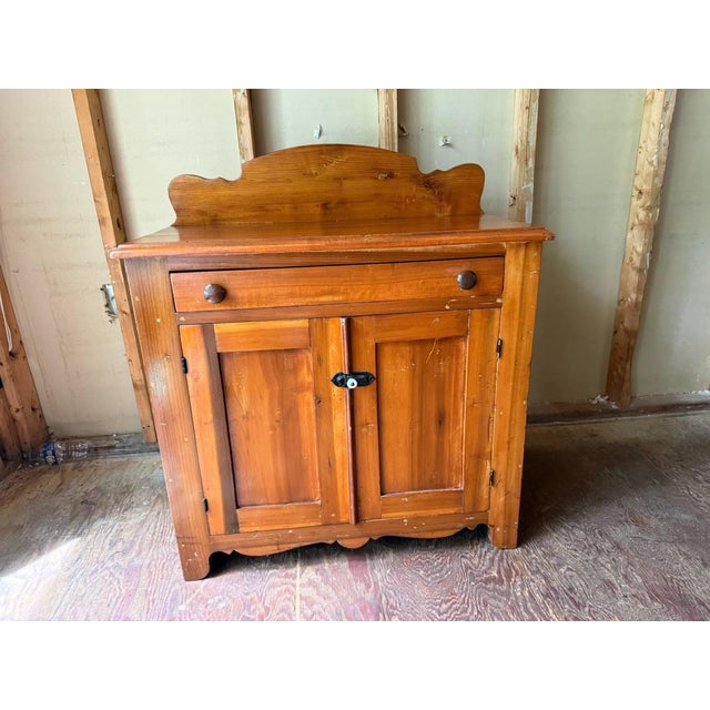 Antique 19th Century Early American Primetive Style Pine Jelly Cupboard Cabinet with Raised panel Solid wood frame,...