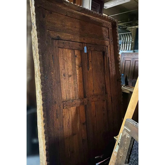 Antique Carved Teakwood Doors in Frame For Sale - Image 9 of 10