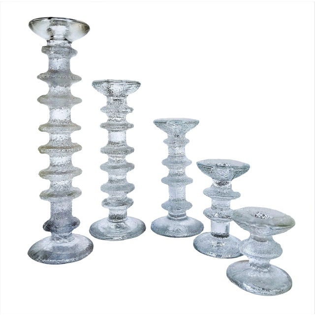 Glass Vintage Timo Sarpaneva for Iittala Set of 5 Glass Candlesticks For Sale - Image 7 of 7