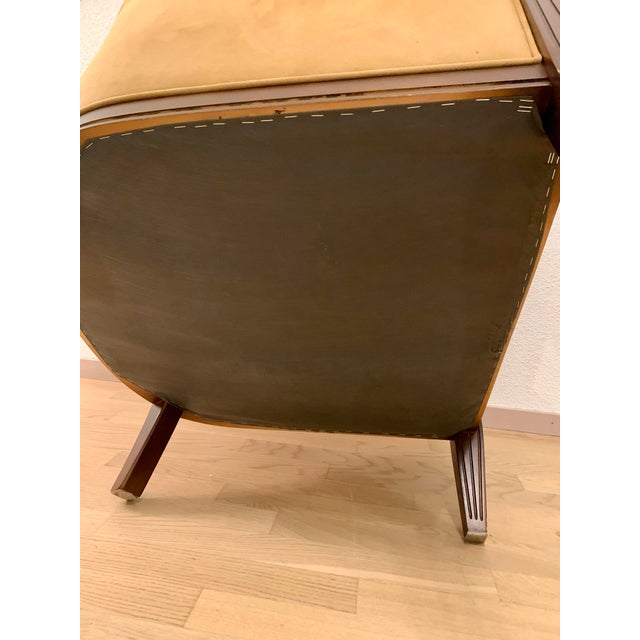 The armchair was reupholstered in the 2000s with high-quality upholstery from Colezzione Cesaro.