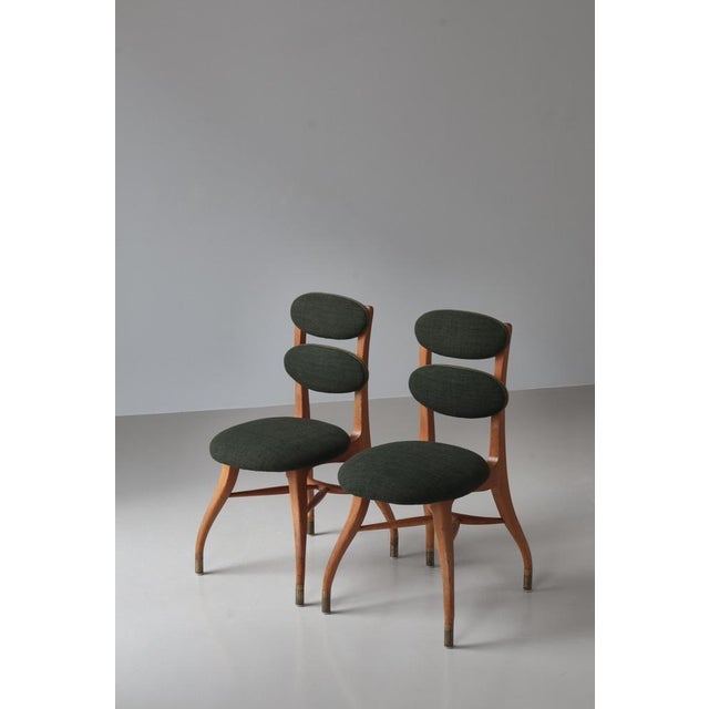 Set of Vilhelm Lauritzen Musician Chair in Oak, Brass & Fabric, Copenhagen, 1942 For Sale - Image 14 of 18