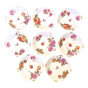 Charles Ahrenfeldt Limoges France Porcelain Lunch / Dinner Bowls - 7 Inches, Set of 8