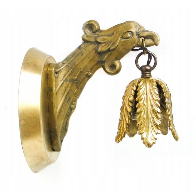 Metal Figurative Wall Lamp, Poland, 1920s For Sale - Image 7 of 7