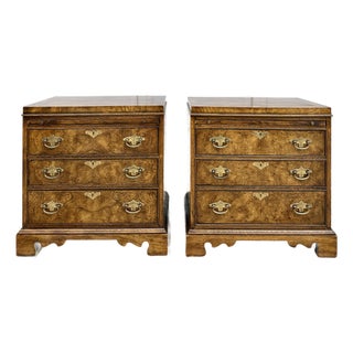 Pair of Fruit Wood Burled Nightstands For Sale