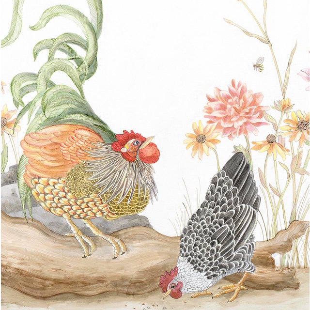 Allison Cosmos The Plot Chickens Painting-Chicken Rooster Farm Art For Sale - Image 4 of 6