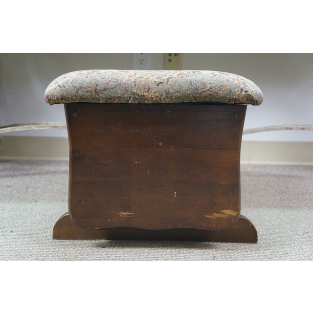 Brown Vintage Oak Gliding Rocking Footstool Foot Rest Storage Ottoman 20" For Sale - Image 8 of 18