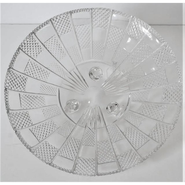 Art Deco 1930s Footed Serving Platter in Cut Lead Crystal Geometric Pattern from a Palm Beach estate Please note the last...