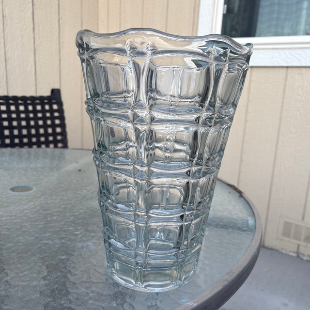 Mid-Century Modern Mid 20th Century Heavy Glass Geometric Vase by Rudolph Schroter for Sklo Union For Sale - Image 3 of 5