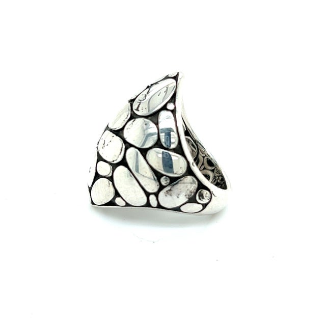 Late 20th Century John Hardy Estate Ladies Kali Pebble Marquise Dome Ring Size 6 Sterling Silver For Sale - Image 11 of 12