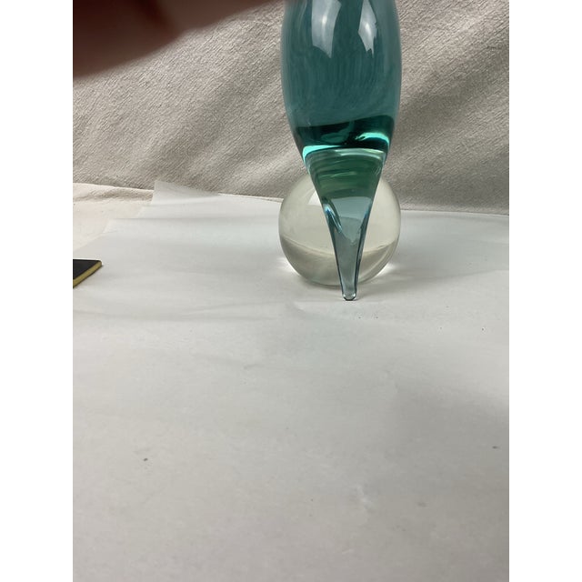 Beautiful MURANO Glass Neodymium Alexandrite Bird by Oggetti perched on clear glass ball. This fantastic bird sculpture...