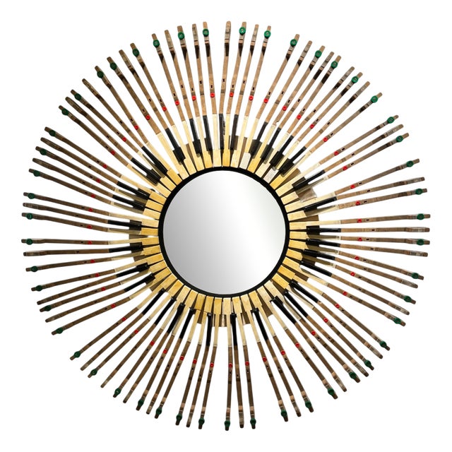 Vintage Piano Tiles Convex Mirror, 1980s For Sale