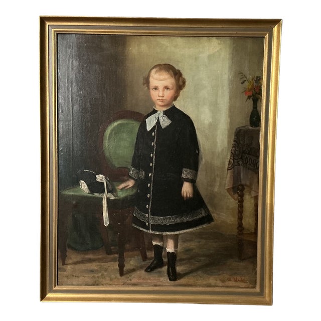 W. Halm, Young Girl, 1890, Oil Painting on Canvas For Sale