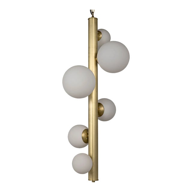 NOIR Orellana Vertical Orb Chandelier in Antique Brass For Sale