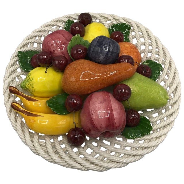 1960s Italian Ceramic Fruit Basket Sculpture Chairish