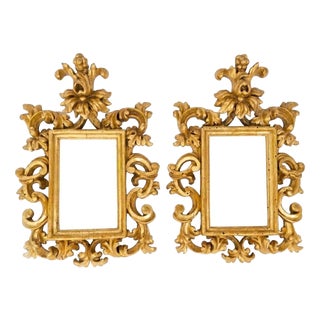 Antique Baroque Italian Carved and Gilded Frames, 1750s, Set of 2 For Sale