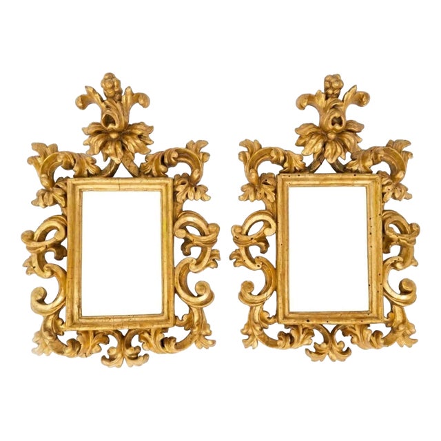 Antique Baroque Italian Carved and Gilded Frames, 1750s, Set of 2 For Sale