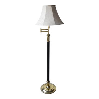 Black and Brass Swinging Floor Lamp For Sale