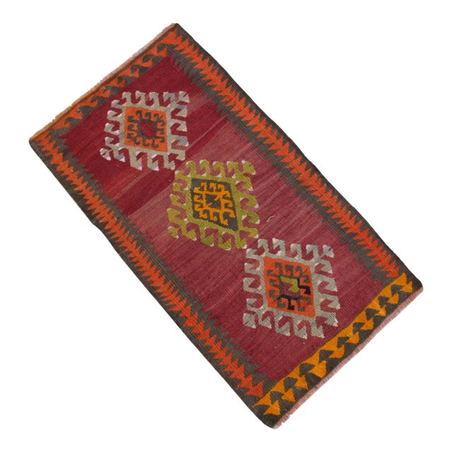 Primitive Petite Rug. Cheerful Colors Turkish Kilim - 1'8" X 2'12" For Sale