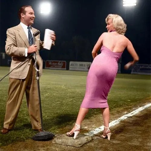 Monroe Throws the First Pitch Archival Pigment Print For Sale