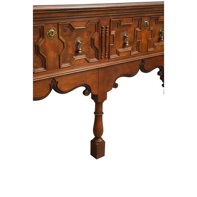 English 1970s Antique Style Welsh Oak Dresser Base Style Made by Baker Furniture For Sale - Image 3 of 8