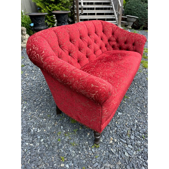 Arhaus Arhaus Upholstered Tufted Loveseat For Sale - Image 4 of 7