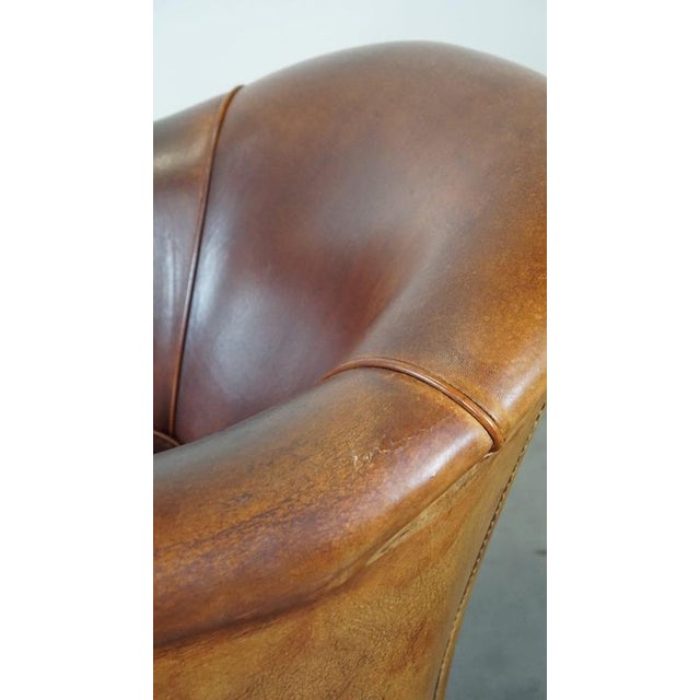 Sheep Leather Club Chair with Decorative Nails For Sale - Image 12 of 13