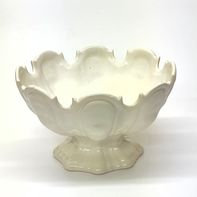 Vintage Secla Portugal White Ironstone Monteith-Style Serving Bowl For Sale In Miami - Image 6 of 11