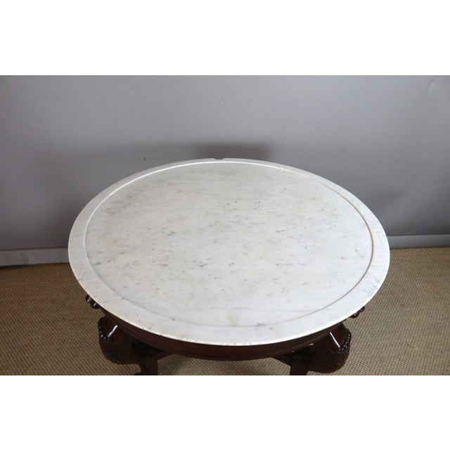 Empire Mahogany Pedestal Table with Lion Heads For Sale - Image 5 of 15