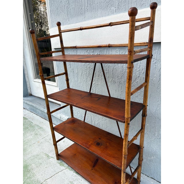 1920s Antique Burnt Bamboo Shelving Piece For Sale - Image 4 of 5