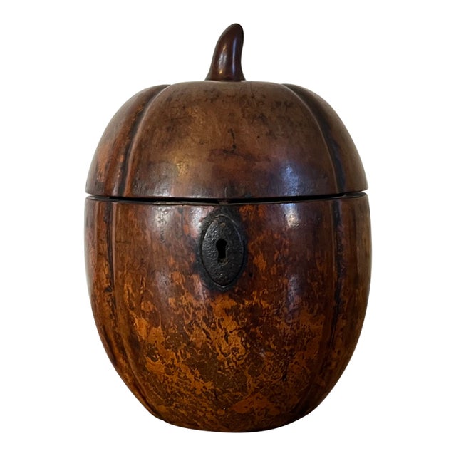 Antique 18th Century George III Stained Fruitwood Melon Form Tea Caddy Circa 1790 For Sale