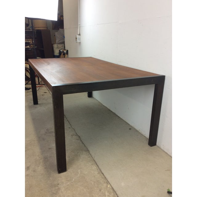 John Stuart Mid Century Modern Rectangular Teak Dining Table With Black Painted Legs For Sale - Image 4 of 11