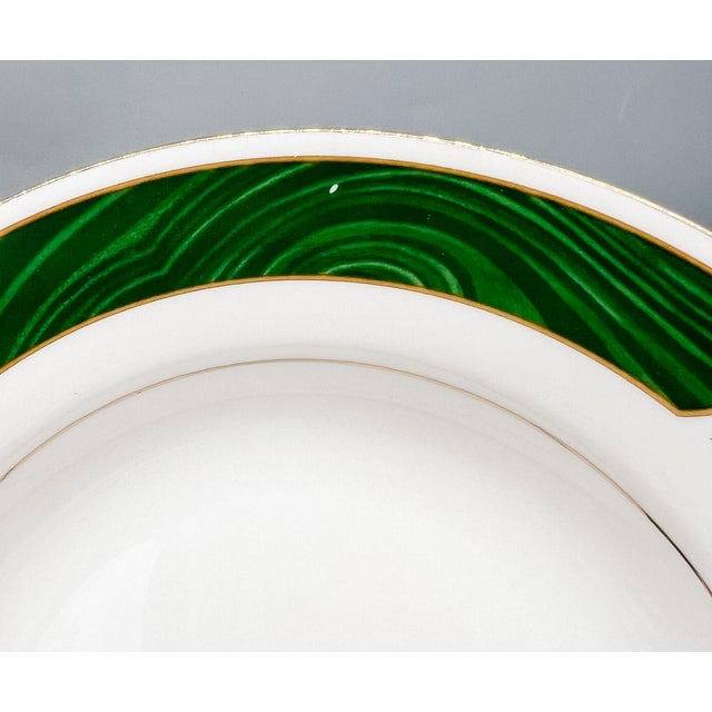 Set of 4 Majesty Fine China "Malachite" Rim Soup Bowls – Hollywood Regency / Neoclassical For Sale In Houston - Image 6 of 14