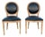 Pair of Elegant French Country Round Back Louis XVI-Style Side Chairs in Genuine Black Ostrich Leather For Sale
