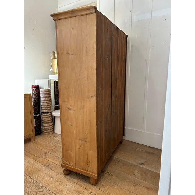 Mid 20th Century Vintage European Pine Armoire Cabinet – New Interior Shelving, Ball Feet For Sale - Image 5 of 5