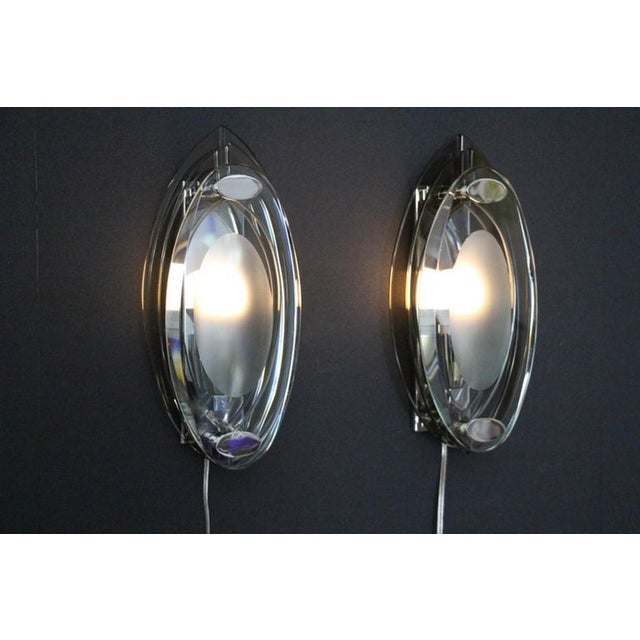 Sconces in Crystal Glass in the style of Max Ingrand and Fontana Arte, 1960s, Set of 2 For Sale - Image 10 of 16