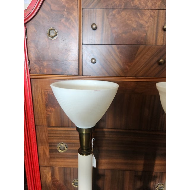 Metal Mid 20th Century Pair of Stiffel Torchiere Brass Lamps For Sale - Image 7 of 8