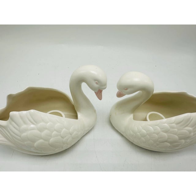 Fitz and Floyd Swan Flower Pots, a Pair For Sale In Charleston - Image 6 of 6