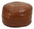 Vintage Round Faux Leather Ottoman, 1970s For Sale