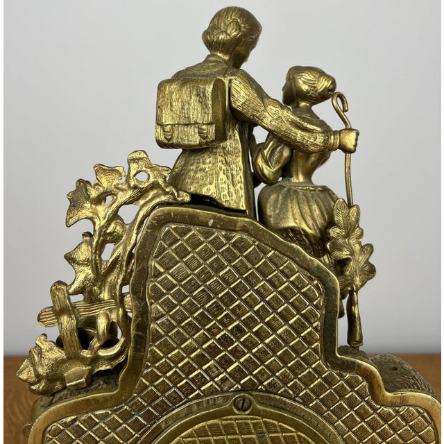 Vintage Brass Figural Mantel Clock For Sale - Image 10 of 13