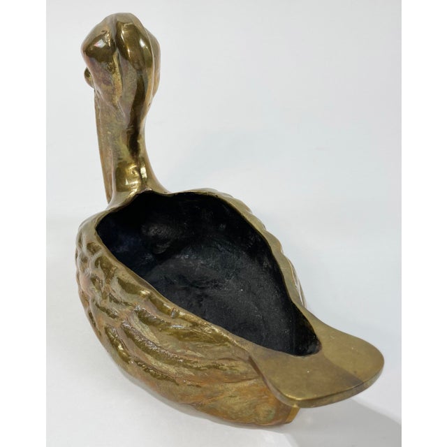 Metal Vintage Cast Brass Pelican Trinket Dish or Planter For Sale - Image 7 of 8