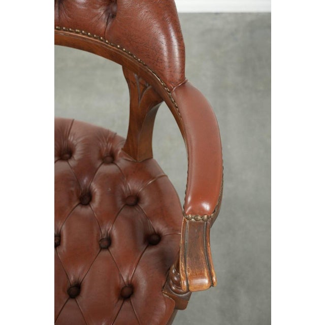 Brown Chesterfield Office Chair in Cowhide Leather For Sale - Image 8 of 14