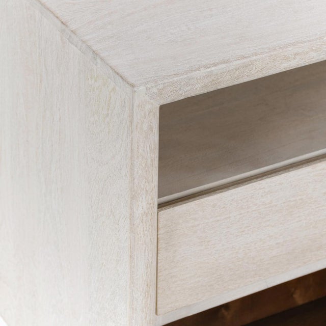 Naia White Wash Two-Drawer Nightstand For Sale In Los Angeles - Image 6 of 7
