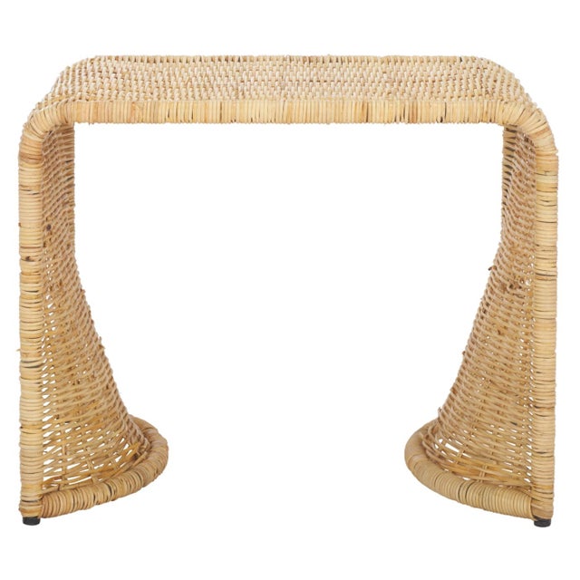 Tan Zendy Wicker Rattan Waterfall Accent Table in Light Natural For Sale - Image 8 of 8
