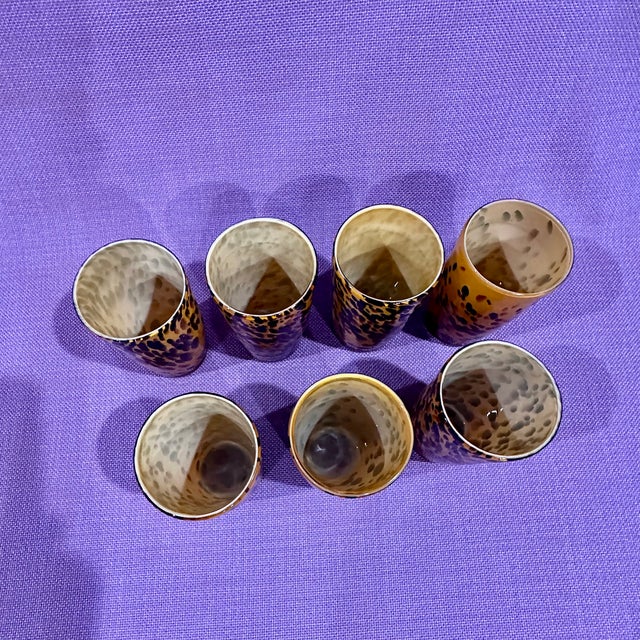 Glass Late 20th Century Set of 7 Leopard Tumblers For Sale - Image 7 of 7