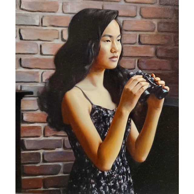 Shaun Downey - The Girl With the Spy Glasses - Oil Painting For Sale - Image 4 of 10