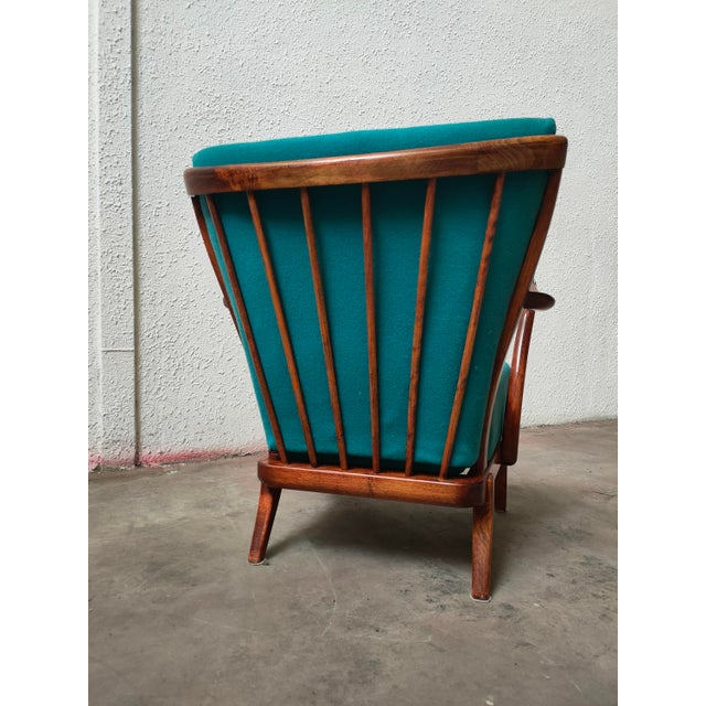 1980s Mid-Century Swedish Fabric and Wood Armchair, 1980 For Sale - Image 5 of 7