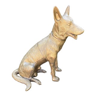 1960s Hollywood Regency Brass German Shepherd For Sale